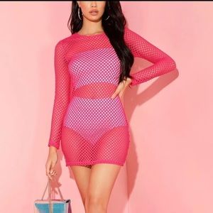 Mini fishnet cover up dress